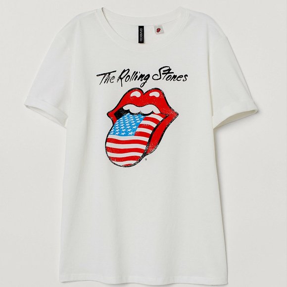 Rolling Stones Tongue Logo Divided H&M Official rock Tee L runs bigger NWT - Picture 2 of 4